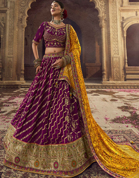Dark Violet Viscose Lehenga Choli