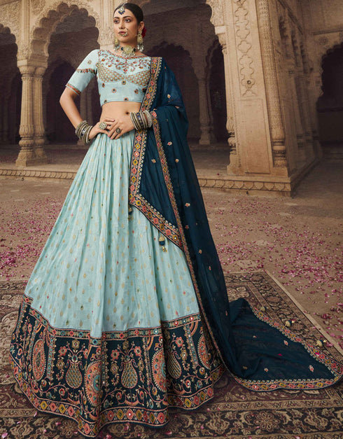 Sky Blue Viscose Lehenga Choli