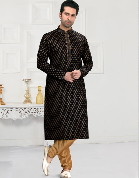 Black Kurta Cotton Printed Chudidar