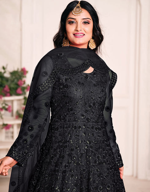 Black Net Anarkali Anarkali Back View