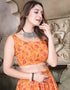 Traditional Party Wear Heavy Lehenga Choli Deep Orange Teby Organza Lehenga Choli Front View