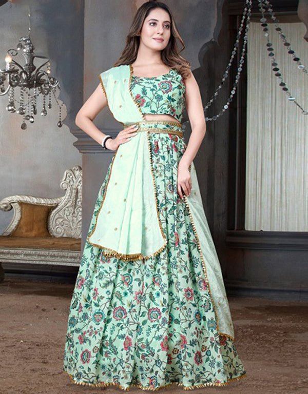 Traditional Party Wear Heavy Lehenga Choli Twilight Blue Weightless Lehenga Choli Front View