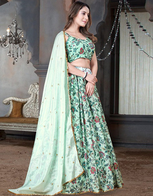 Traditional Party Wear Heavy Lehenga Choli Twilight Blue Weightless Lehenga Choli Back View