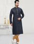 Navy Blue Kurta Cotton Printed Churidar