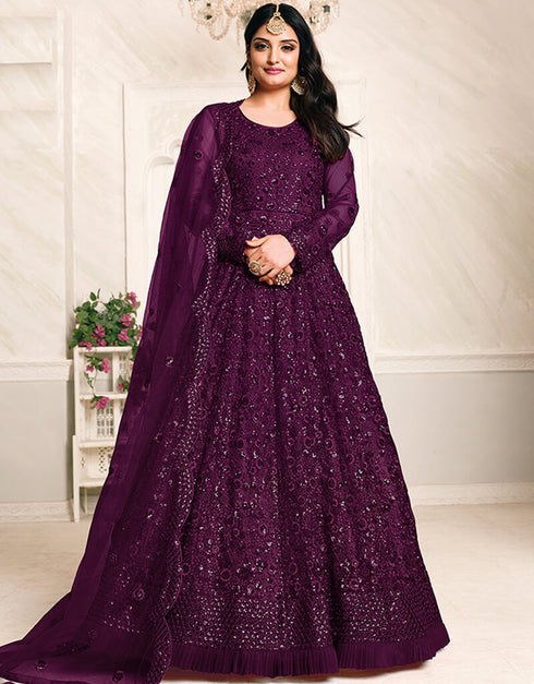 Purple Net Anarkali Anarkali