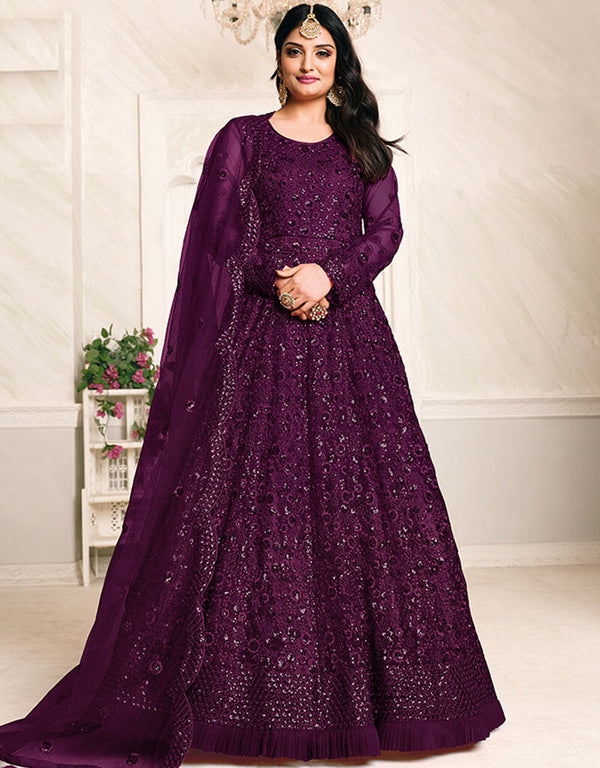 Purple Net Anarkali Anarkali