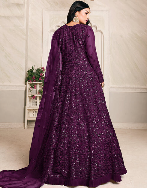 Purple Net Anarkali Anarkali Closure View