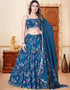 Traditional Party Wear Heavy Lehenga Choli Light Navy Weightless Lehenga Choli Front View