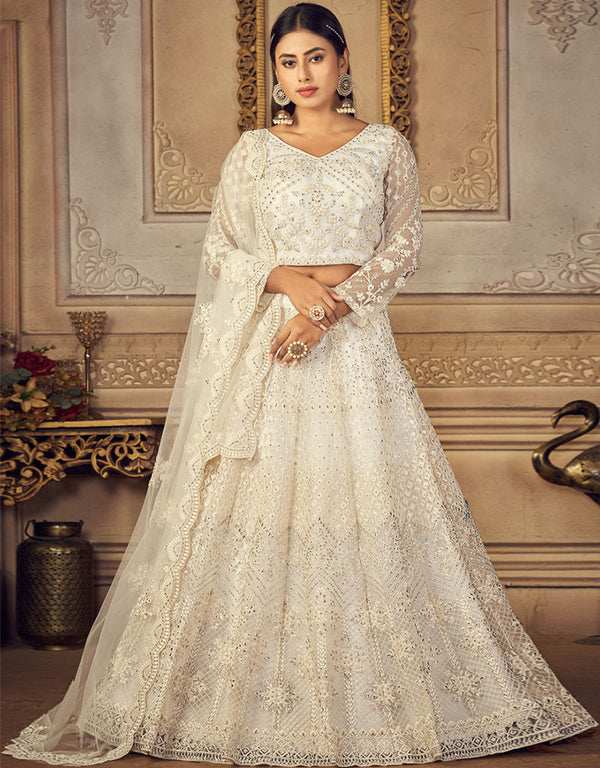 White Net With Banglori Silk Lehenga Choli