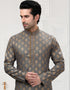 Grey Kurta Cotton Printed Churidar Closure View