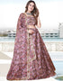 Traditional Party Wear Heavy Lehenga Choli Light Mauve Teby Organza Lehenga Choli Front View