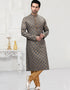 Grey Kurta Cotton Printed Churidar