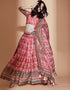 Exquisite Crochet Embroidered Lehenga Choli Collection Peach Chinon Lehenga Choli Back View