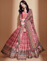 Exquisite Crochet Embroidered Lehenga Choli Collection Peach Chinon Lehenga Choli Front View