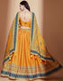 Exquisite Crochet Embroidered Lehenga Choli Collection Mustard Chinon Lehenga Choli Close-up View