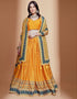 Exquisite Crochet Embroidered Lehenga Choli Collection Mustard Chinon Lehenga Choli Front View