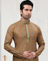 Light Brown Kurta Cotton Printed Churidar Closure View