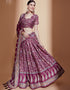 Exquisite Crochet Embroidered Lehenga Choli Collection Purple Chinon Lehenga Choli Close-up View
