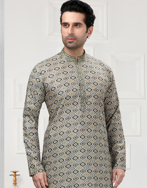 Multi Color Kurta Cotton Printed Churidar Closure View