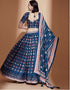 Exquisite Crochet Embroidered Lehenga Choli Collection Blue Chinon Lehenga Choli Close-up View