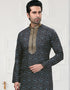 Navy Blue Kurta Cotton Printed Churidar Closure View