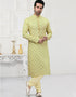 Light Pista Kurta Cotton Printed Churidar