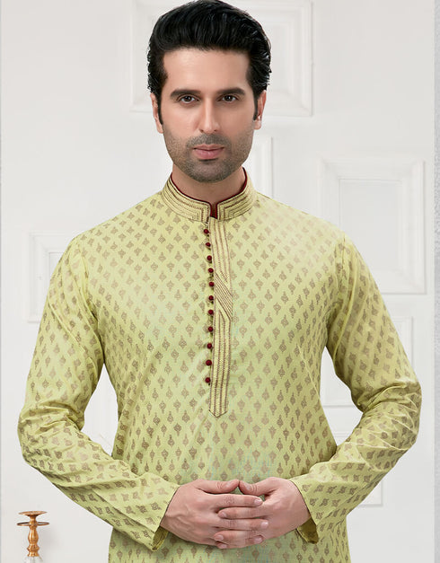 Light Pista Kurta Cotton Printed Churidar Closure View