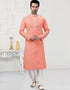 Light Pinkish Peach Kurta Cotton Printed Churidar