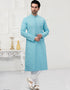 Sky Blue Kurta Cotton Printed Churidar
