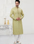 Light Pista Kurta Cotton Printed Churidar
