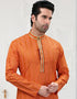 Orange With Multi Kurta Cotton Printed Churidar Closure View