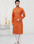 Orange With Multi Kurta Cotton Printed Churidar