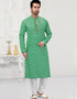 Pastel Green Kurta Cotton Printed Churidar