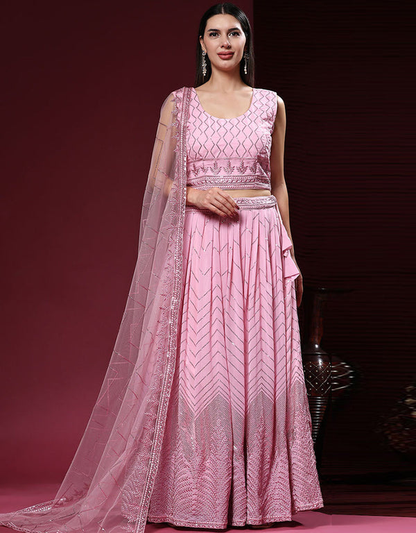 Light Pink Pure Viscose Georgette Anarkali Choli