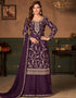 Purple Faux Georgette Palazzo Suit Closure View