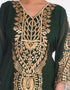 Chic Bottle Green Georgette Hand Embroidery Party Wear Kaftan
