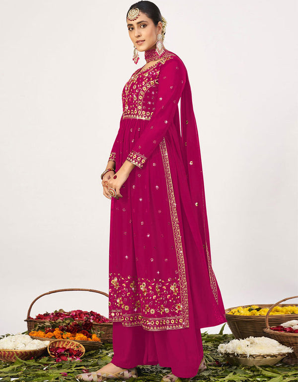 Rani Pink Georgette Palazzo Straight