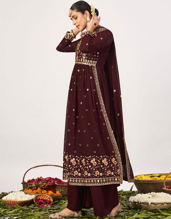 Coffee Georgette Palazzo Straight