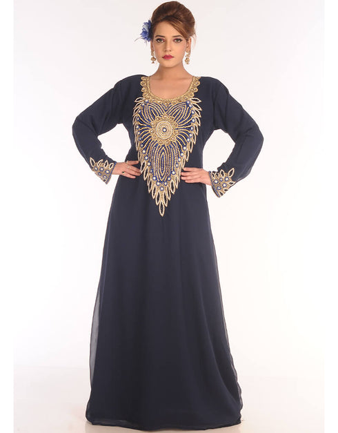 Trendy Black Georgette Hand Embroidery Party Wear Kaftan