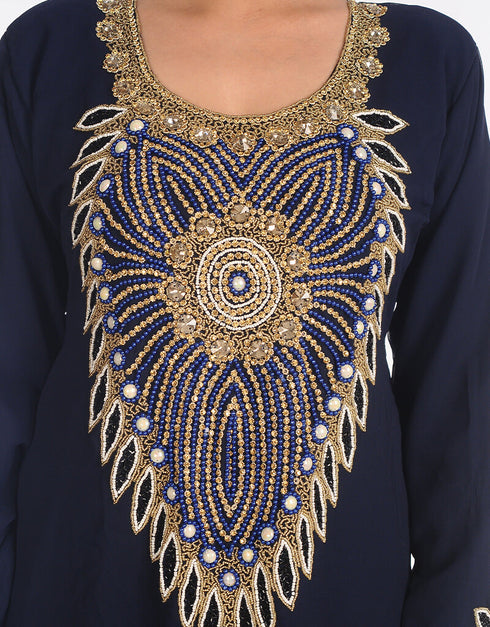 Trendy Black Georgette Hand Embroidery Party Wear Kaftan