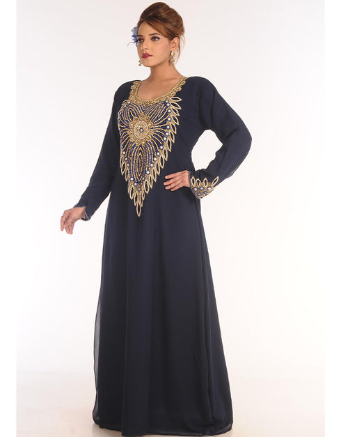 Trendy Black Georgette Hand Embroidery Party Wear Kaftan