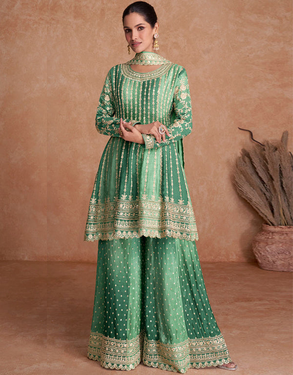 Green Real Chinon Palazzo Suit