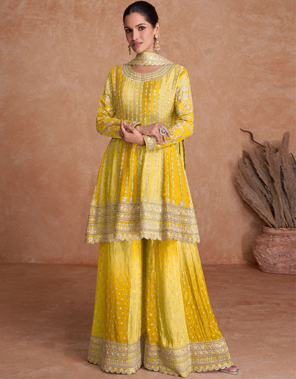 Mustard Real Chinon Palazzo Suit
