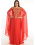 Dubai Red Georgette Hand Embroidery Party Wear Kaftan