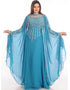 Muslim Firozi Blue Georgette Hand Embroidery Party Wear Kaftan