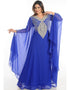 Islamic Royal Blue Georgette Hand Embroidery Party Wear Kaftan