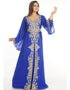 Arabic Royal Blue Georgette Hand Embroidery Party Wear Kaftan