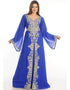 Arabic Royal Blue Georgette Hand Embroidery Party Wear Kaftan