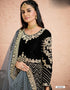 Black Anarkali style Suits 9000 Velvet Salwar Kameez in Embroidery, Stone and Lace Work Closure View