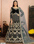 Black Anarkali style Suits 9000 Velvet Salwar Kameez in Embroidery, Stone and Lace Work
